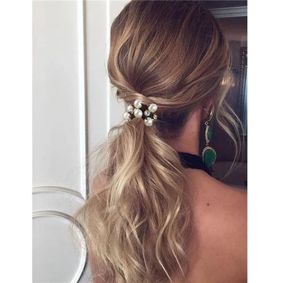 Pearl Hair Ties - Elegant Black Hair Accessories - Picture 2 of 5